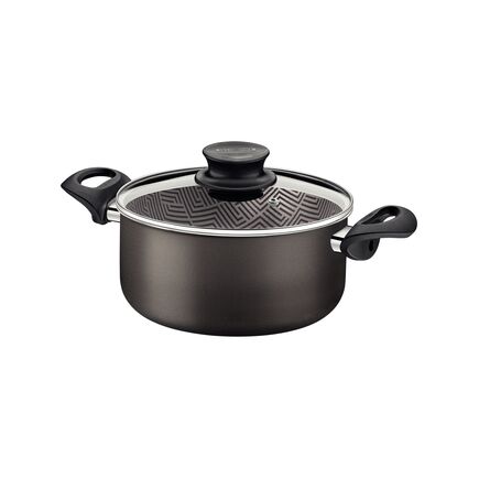 Caçarola Tramontina Paris em Alumínio com Revestimento Interno e Externo em Antiaderente Starflon Max Chumbo com Tampa de Vidro 22 cm 3,8 L