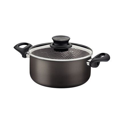Caçarola Tramontina Paris em Alumínio com Revestimento Interno e Externo em Antiaderente Starflon Max Chumbo com Tampa de Vidro 24 cm 4,9 L