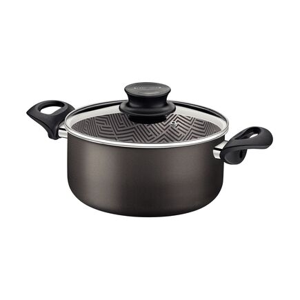 Caçarola Tramontina Paris em Alumínio com Revestimento Interno e Externo em Antiaderente Starflon Max Chumbo com Tampa de Vidro 26 cm 6,3 L