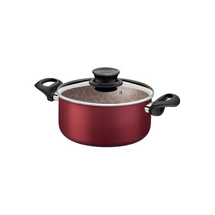 Caçarola Tramontina Paris em Alumínio com Revestimento Interno e Externo em Antiaderente Starflon Max Vermelho com Tampa de Vidro 18 cm 2,1 L