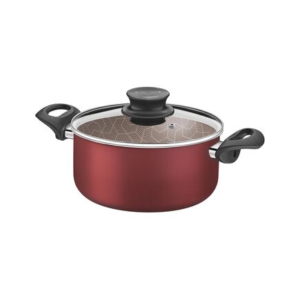 Caçarola Tramontina Paris em Alumínio com Revestimento Interno e Externo em Antiaderente Starflon Max Vermelho com Tampa de Vidro 20 cm 2,9 L