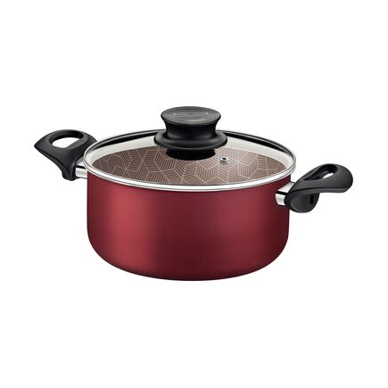 Caçarola Tramontina Paris em Alumínio com Revestimento Interno e Externo em Antiaderente Starflon Max Vermelho com Tampa de Vidro 26 cm 6,3 L