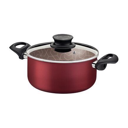 Caçarola Tramontina Paris em Alumínio com Revestimento Interno e Externo em Antiaderente Starflon Max Vermelho com Tampa de Vidro 28 cm 8 L