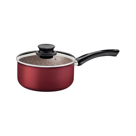 Panela Tramontina Paris em Alumínio com Revestimento Interno e Externo em Antiaderente Starflon Max Vermelho com Tampa de Vidro 18 cm 2,1 L