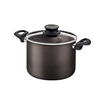Caldeirão Tramontina Paris em Alumínio com Revestimento Interno e Externo em Antiaderente Starflon Max Chumbo com Tampa de Vidro 22 cm 5,7 L