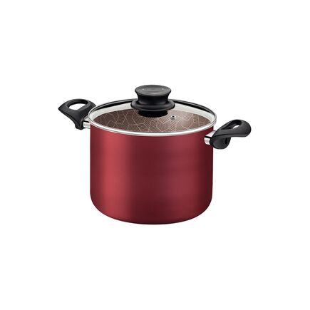 Caldeirão Tramontina Paris em Alumínio com Revestimento Interno e Externo em Antiaderente Starflon Max Vermelho com Tampa de Vidro 16 cm 2,1 L