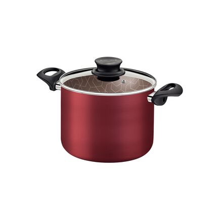 Caldeirão Tramontina Paris em Alumínio com Revestimento Interno e Externo em Antiaderente Starflon Max Vermelho com Tampa de Vidro 18 cm 3,1 L