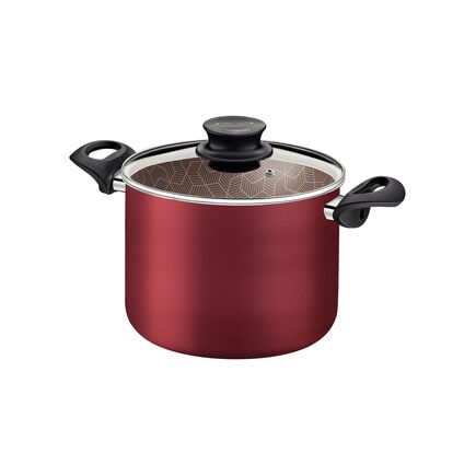 Caldeirão Tramontina Paris em Alumínio com Revestimento Interno e Externo em Antiaderente Starflon Max Vermelho com Tampa de Vidro 20 cm 4,2 L