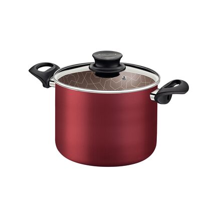Caldeirão Tramontina Paris em Alumínio com Revestimento Interno e Externo em Antiaderente Starflon Max Vermelho com Tampa de Vidro 22 cm 5,7 L