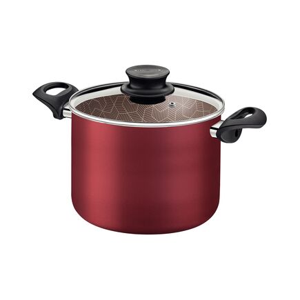 Caldeirão Tramontina Paris em Alumínio com Revestimento Interno e Externo em Antiaderente Starflon Max Vermelho com Tampa de Vidro 24 cm 7,2 L