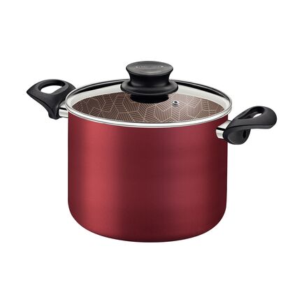 Caldeirão Tramontina Paris em Alumínio com Revestimento Interno e Externo em Antiaderente Starflon Max Vermelho com Tampa de Vidro 26 cm 9,6 L