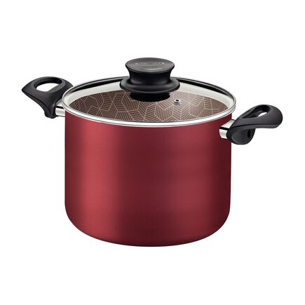 Caldeirão Tramontina Paris em Alumínio com Revestimento Interno e Externo em Antiaderente Starflon Max Vermelho com Tampa de Vidro 28 cm 11,8 L