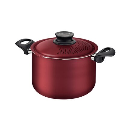 Espagueteira Tramontina Paris em Alumínio com Revestimento Interno e Externo em Antiaderente Starflon Max com Tampa de Alumínio Vermelho 24 cm 7,2 L