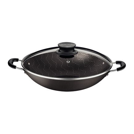 Wok Tramontina Paris em Alumínio com Revestimento Interno e Externo em Antiaderente Starflon Max Chumbo com Tampa de Vidro 36 cm 6,0 L
