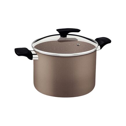 Caldeirão Tramontina Milazzo em Alumínio com Revestimento Interno e Externo em Antiaderente Starflon Max Amêndoa 26 cm 9,6 L