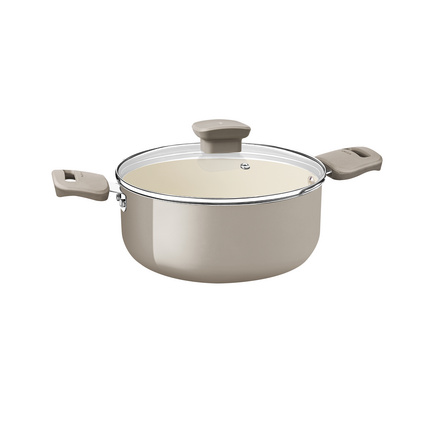 Caçarola Tramontina Veronese em Alumínio Reciclado com Revestimento Interno Cerâmico e Externo Siliconado Bege Mineral 24 cm 4,8 L