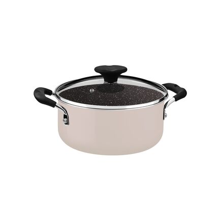 Caçarola Tramontina Tunis em Alumínio com Revestimento Interno Cerâmico e Externo Siliconado Rosa Trufado 24 cm 4,8 L