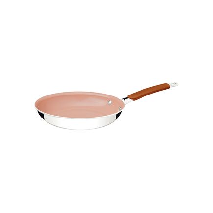 Frigideira Tramontina Romagna em Aço Inox e Alumínio com Revestimento Interno Cerâmico Marfim 20 cm 1 L