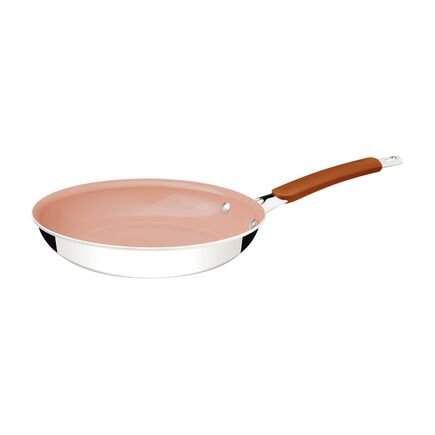 Frigideira Tramontina Romagna m Aço Inox e Alumínio com Revestimento Interno Cerâmico Marfim 30 cm 3 L
