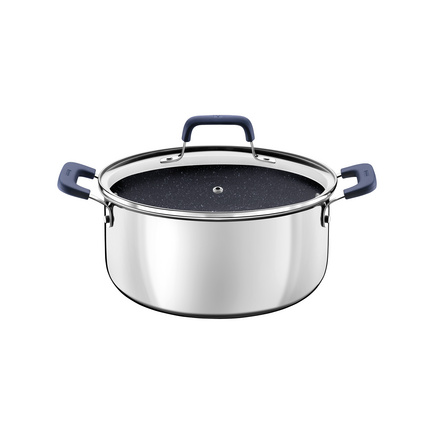 Caçarola Tramontina Romagna em Aço Inox e Alumínio com Revestimento Interno Cerâmico Black Stone 24 cm 5,24 L