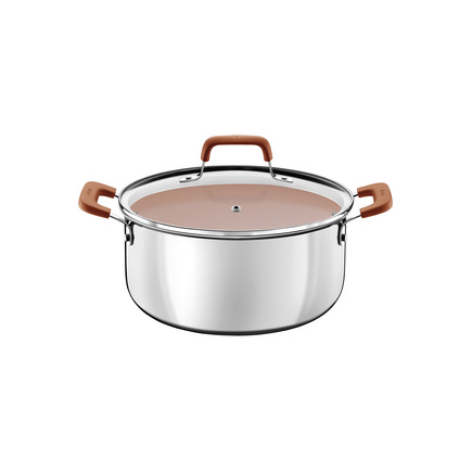 Caçarola Tramontina Romagna em Aço Inox e Alumínio com Revestimento Interno Cerâmico Marfim 20 cm 3,2 L