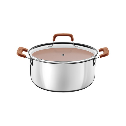 Caçarola Tramontina Romagna em Aço Inox e Alumínio com Revestimento Interno Cerâmico Marfim 24 cm 5,24 L