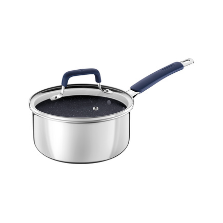 Panela Tramontina Romagna em Aço Inox e Alumínio com Revestimento Interno Cerâmico Black Stone 18 cm 2,25 L