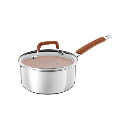 Panela Tramontina Romagna em Aço Inox e Alumínio com Revestimento Interno Cerâmico Marfim 16 cm 1,5 L