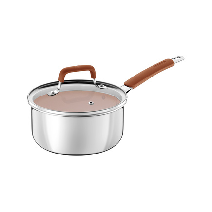 Panela Tramontina Romagna em Aço Inox e Alumínio com Revestimento Interno Cerâmico Marfim 18 cm 2,25 L