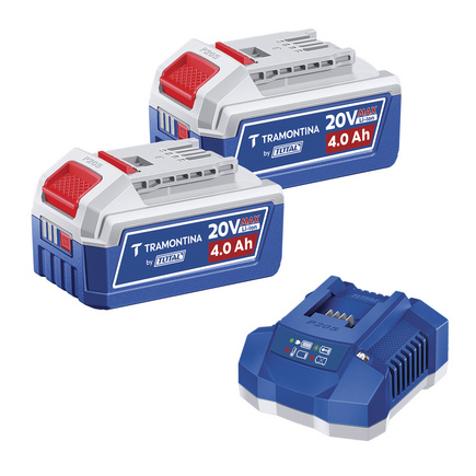 Kit 2 Baterias 20V 4,0Ah + Carregador 4,0A Tramontina by Total