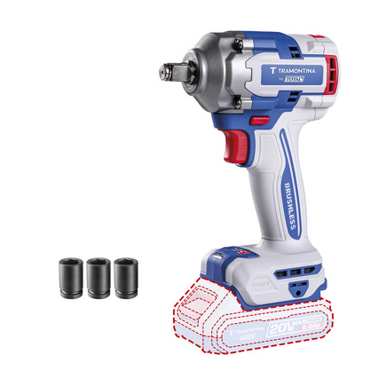Chave de Impacto 1/2 (12,7 mm) 20V 405 N.m Brushless Tramontina by Total - Sem Bateria e Carregador