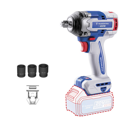 Chave de Impacto 1/2 (12,7 mm) 20V 500 N.m Brushless Tramontina by Total - Sem Bateria e Carregador
