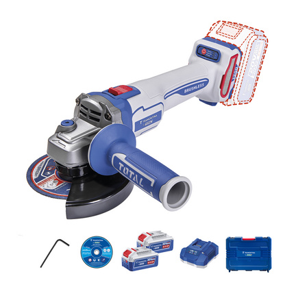 Esmerilhadeira Angular 20V 5 (125 mm) 1200W Brushless Tramontina by Total - Com 2 Baterias 20V de 4,0Ah, Carregador e Maleta