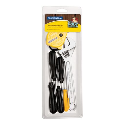 Kit de Ferramentas Tramontina com Chaves de Fenda Chave Ajustável e Trena 7 peças