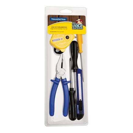 Kit de Ferramentas Tramontina com Alicate Chaves de Fenda Estilete e Trena 6 Peças