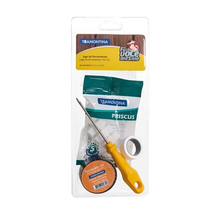 Kit de Ferramentas Tramontina com Fita Isolante Fita Veda Rosca Chave de Fenda e Conector 4 Peças