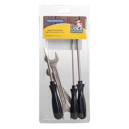 Kit de Ferramentas Tramontina com Chaves de Fenda e Chaves Fixas para Uso Doméstico 5 Peças