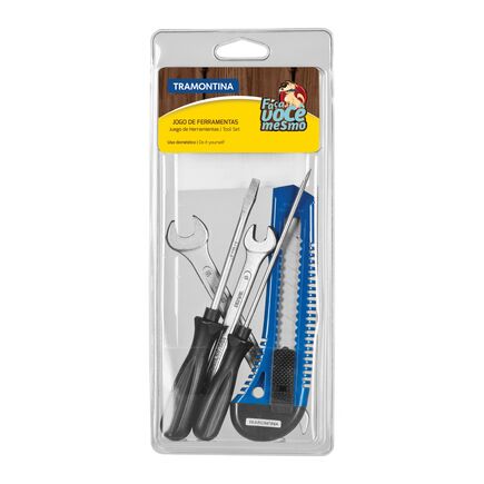 Kit de Ferramentas Tramontina com Chaves de Fenda Estilete e Chaves Fixas para Uso Doméstico 5 Peças