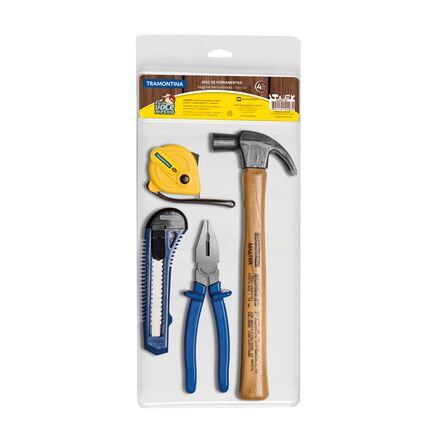 Kit de Ferramentas Tramontina com Martelo Estilete Alicate e Trena 4 peças