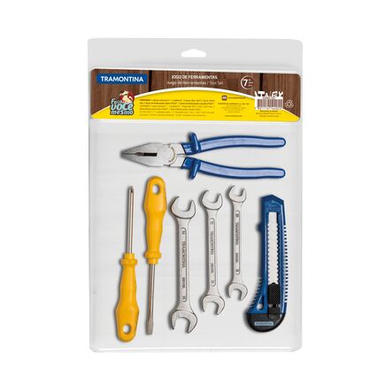 Kit de Ferramentas Tramontina com Alicate Estilete Chaves de Fenda e Chaves Fixas 7 peças
