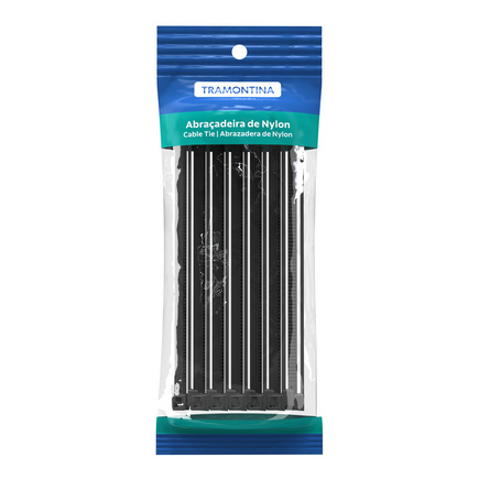 Abraçadeira de Nylon 400X4,80 mm Tramontina Preta, pacote com 50 unidades