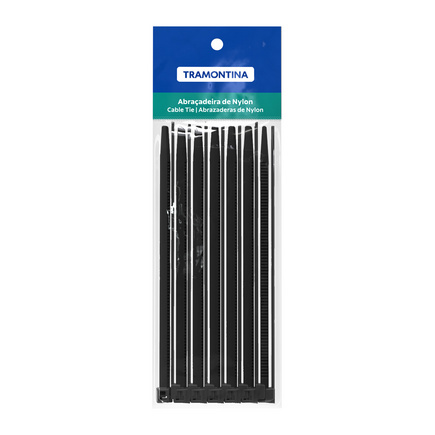 Abraçadeira de Nylon 140x3,4 mm Tramontina Preta, pacote com 30 unidades