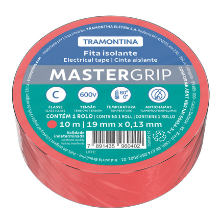 Fita Isolante Classe C 0,13x19 mm Tramontina Vermelha 10 m