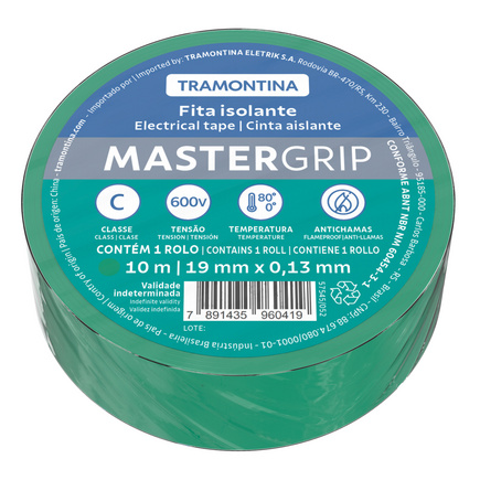 Fita Isolante Classe C 0,13x19 mm Tramontina Verde 10 m