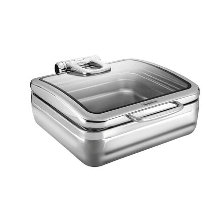 Rechaud Tramontina Banho Maria Retangular em Aço Inox com Tampa Basculante e Cuba GN 2/3 5,9 L