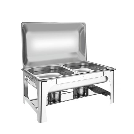 Rechaud Tramontina Retangular em Aço Inox Banho Maria Tampa Removível com Fogareiro Cuba GN 1/2 8,4 L