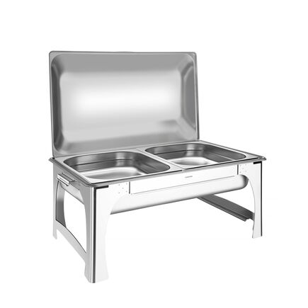 Rechaud Tramontina Retangular em Aço Inox Banho Maria Tampa Removível Cuba GN 1/2 8,4 L