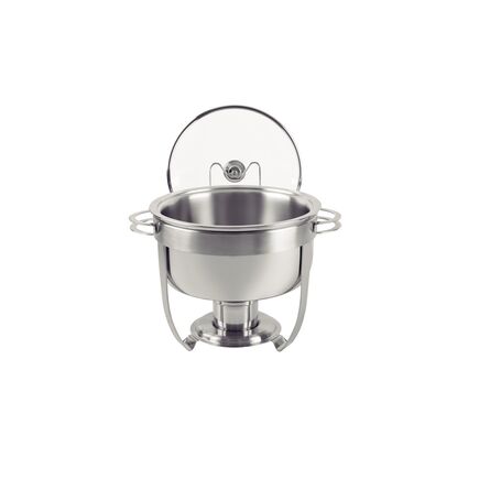 Rechaud Tramontina Redondo em Aço Inox Banho Maria com Suporte para Tampa e Fogareiro 7 L