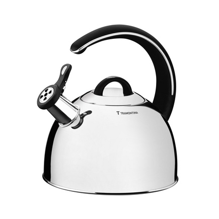 Chaleira Tramontina com Apito em Aço Inox Fundo Triplo Cabo Preto 3,3 L