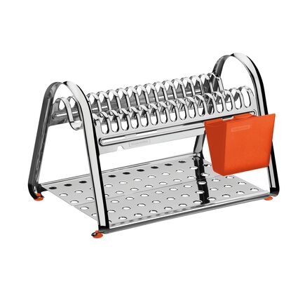 Escorredor de Louça Tramontina Plurale em Aço Inox com Porta Talheres Laranja